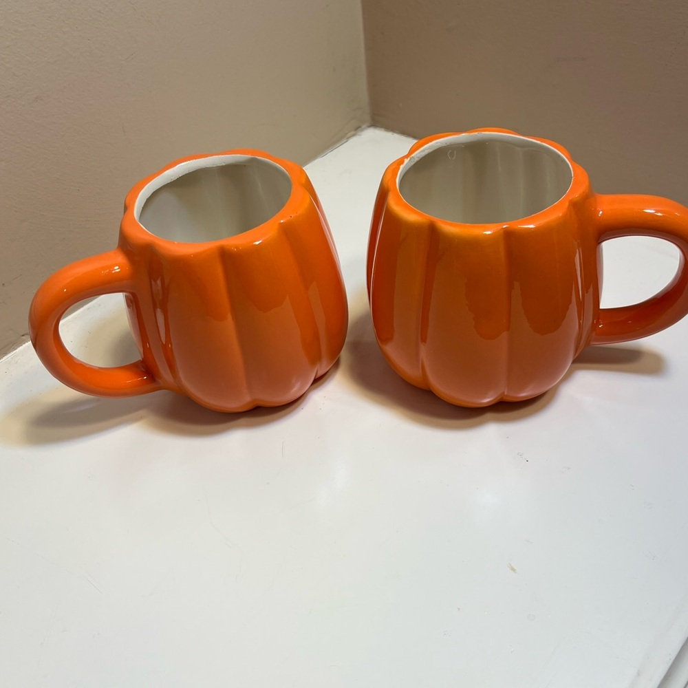 Royal Norfolk Orange Ceramic Pumpkin-Shaped Mug - Set of 2